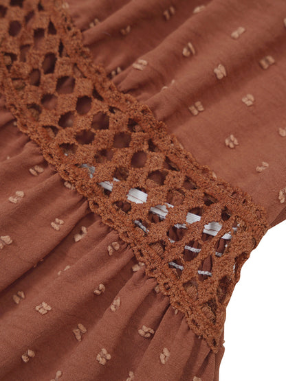 The 'Serena' Lace Detail Ruffle Sleeve Dress