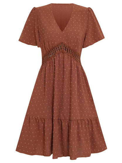 The 'Serena' Lace Detail Ruffle Sleeve Dress