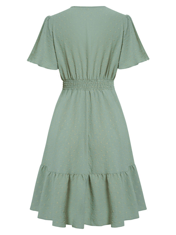 The 'Serena' Lace Detail Ruffle Sleeve Dress