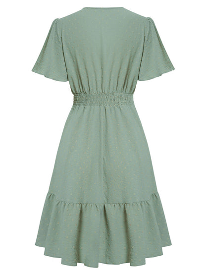 The 'Serena' Lace Detail Ruffle Sleeve Dress