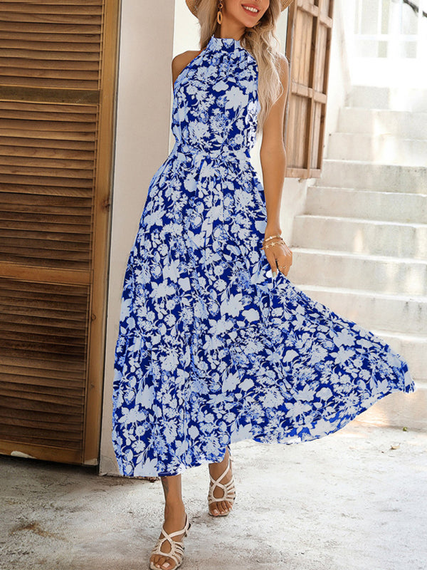 The 'St. Tropez' Printed Halter Slit Dress