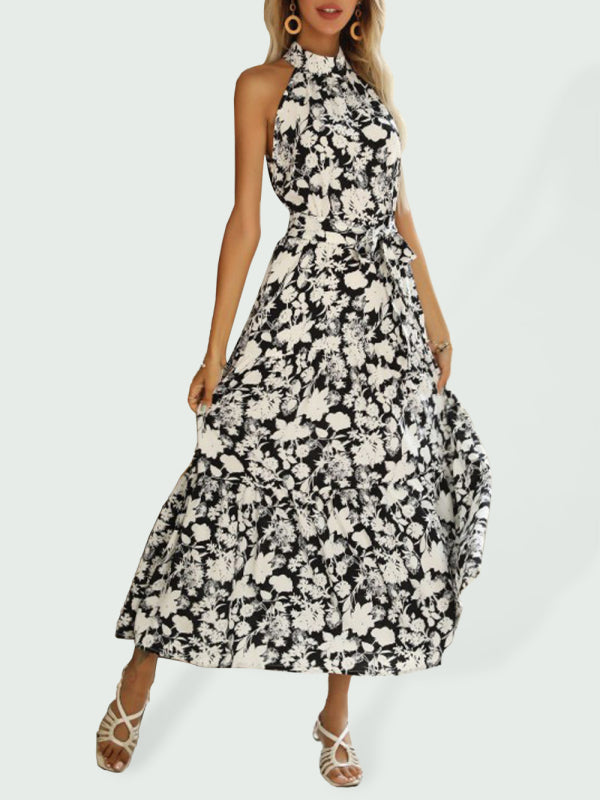 The 'St. Tropez' Printed Halter Slit Dress