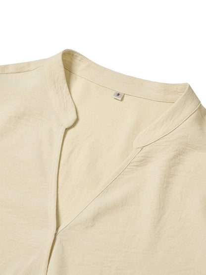 The 'Harper' Adjustable Roll-Sleeve V-Neck Top