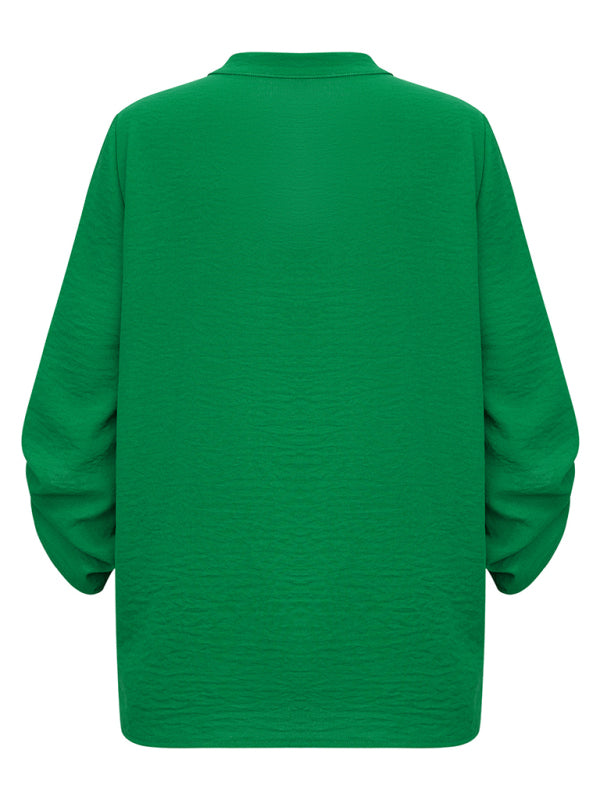 The 'Harper' Adjustable Roll-Sleeve V-Neck Top