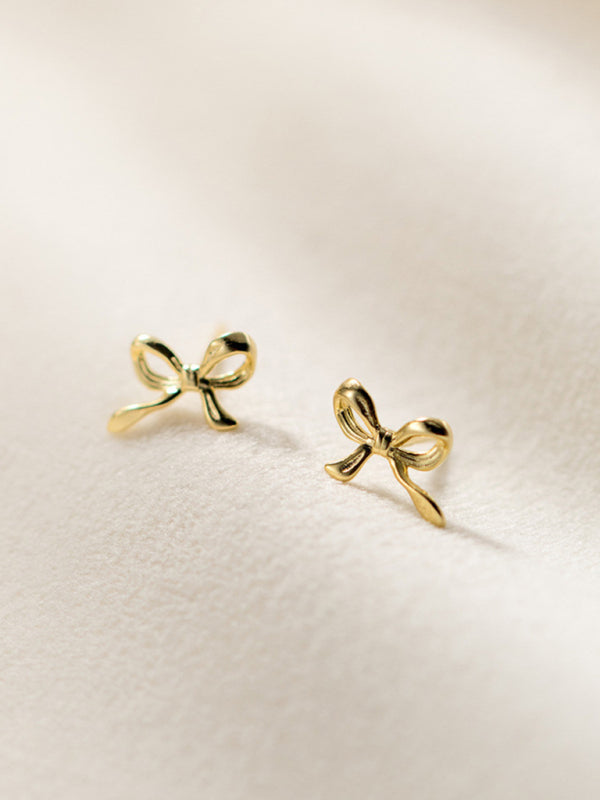 New retro bow earrings, elegant and high-end earrings, simple earrings for women