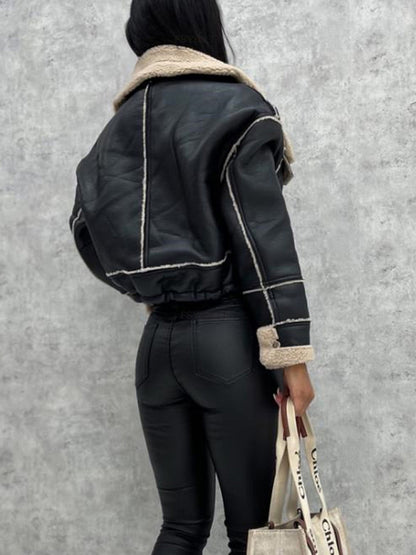 The 'Maverick' Lamb Wool Biker Jacket
