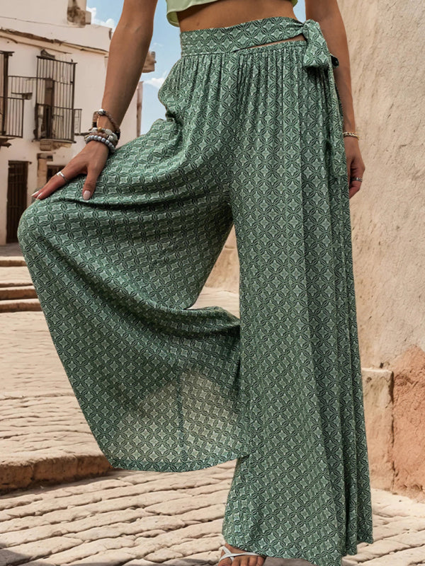 The 'Oasis' Lace-Up High-Waisted Wide-Leg Trouser