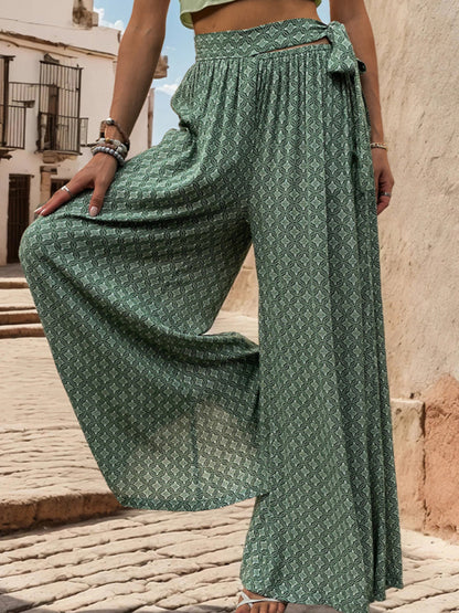 The 'Oasis' Lace-Up High-Waisted Wide-Leg Trouser