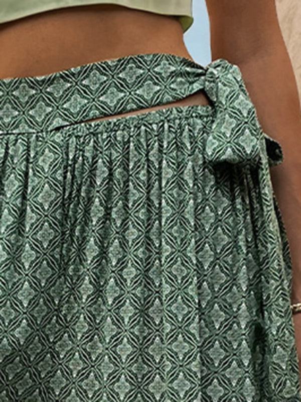 The 'Oasis' Lace-Up High-Waisted Wide-Leg Trouser