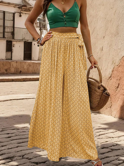 The 'Oasis' Lace-Up High-Waisted Wide-Leg Trouser