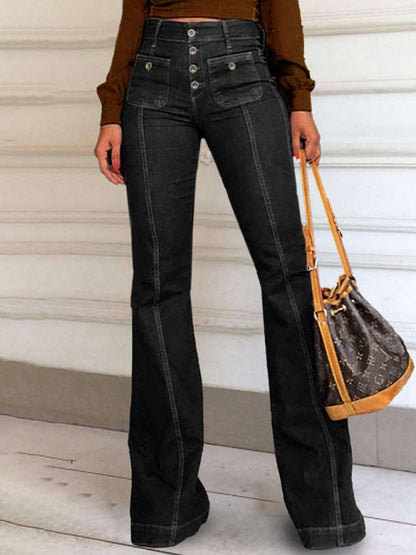 The 'Phoenix' Spliced High-Waist Flare Jeans