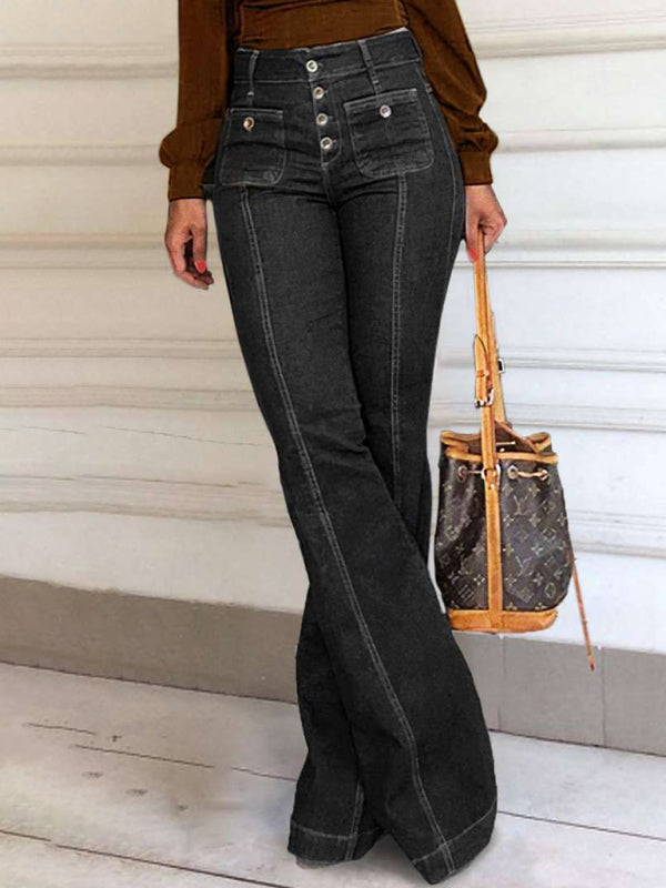 The 'Phoenix' Spliced High-Waist Flare Jeans