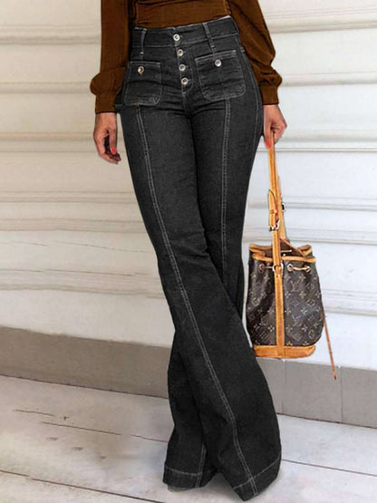 The 'Phoenix' Spliced High-Waist Flare Jeans