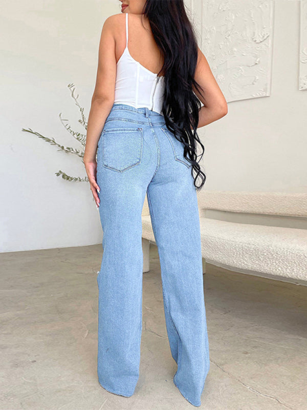 The Maverick High-Waist Distressed Wide-Leg Jeans