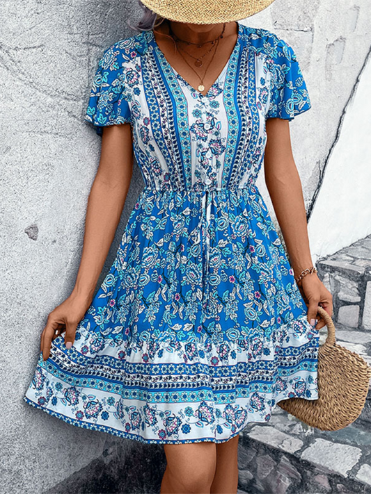 The 'Nomad' Bohemian V-Neck Floral Dress