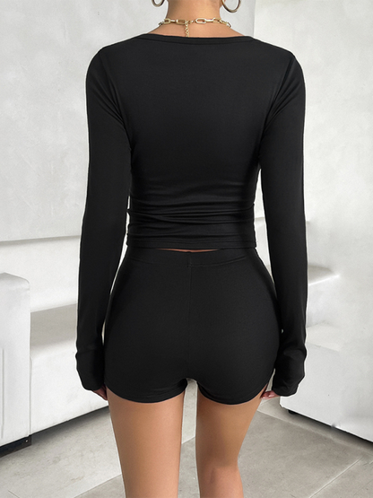 The 'Eclipse' Slim Fit Long Sleeve & Shorts Set