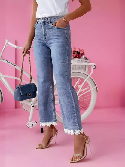 The 'Isabella' Lace-Hem Bootcut Jeans