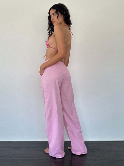 The 'Weekend-Stripe' Loose Fit Drawstring Lounge Trousers