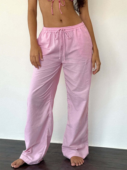 The 'Weekend-Stripe' Loose Fit Drawstring Lounge Trousers