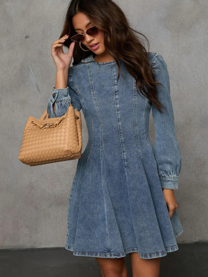 Artisan Patchwork Denim Maxi Dress | Casual & Chic Style