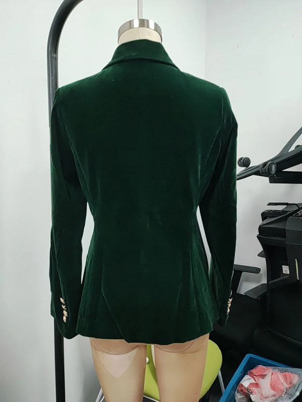 The 'Opulence' Slim-Fit Gold Velvet Blazer