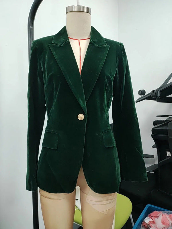 The 'Opulence' Slim-Fit Gold Velvet Blazer