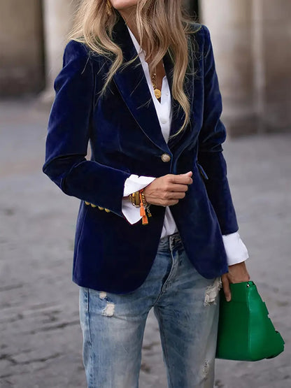 The 'Opulence' Slim-Fit Gold Velvet Blazer