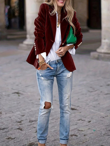 The 'Opulence' Slim-Fit Gold Velvet Blazer