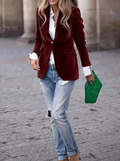 The 'Opulence' Slim-Fit Gold Velvet Blazer