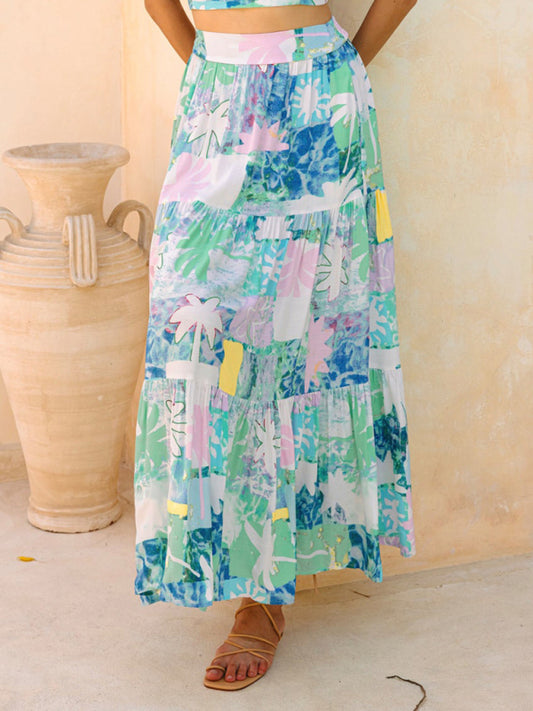 New teal bohemian resort beach skirt