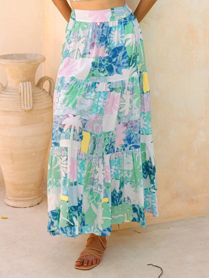 New teal bohemian resort beach skirt