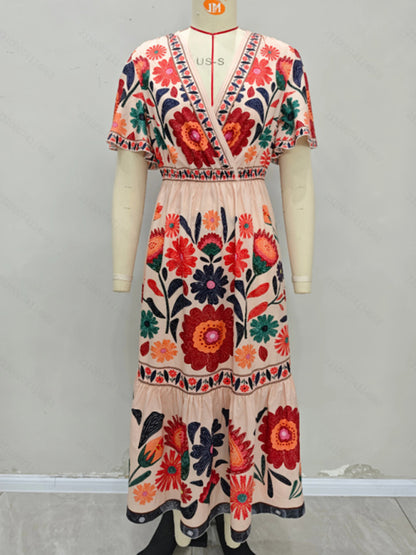 V-neck floral print dress