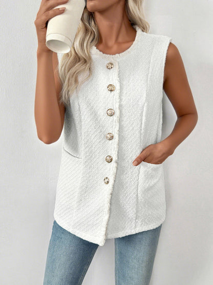 New Sleeveless Chanel Style Jacket Elegant Cardigan Vest