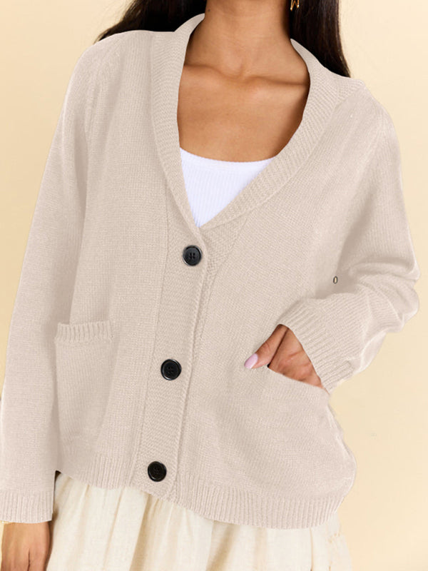 Flag Print Cardigan Casual Loose Long Sleeve V-Neck Sweater