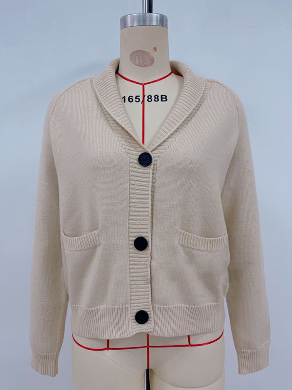 Flag Print Cardigan Casual Loose Long Sleeve V-Neck Sweater