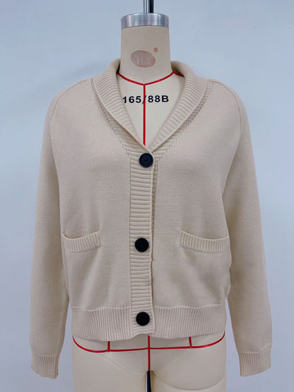 Flag Print Cardigan Casual Loose Long Sleeve V-Neck Sweater