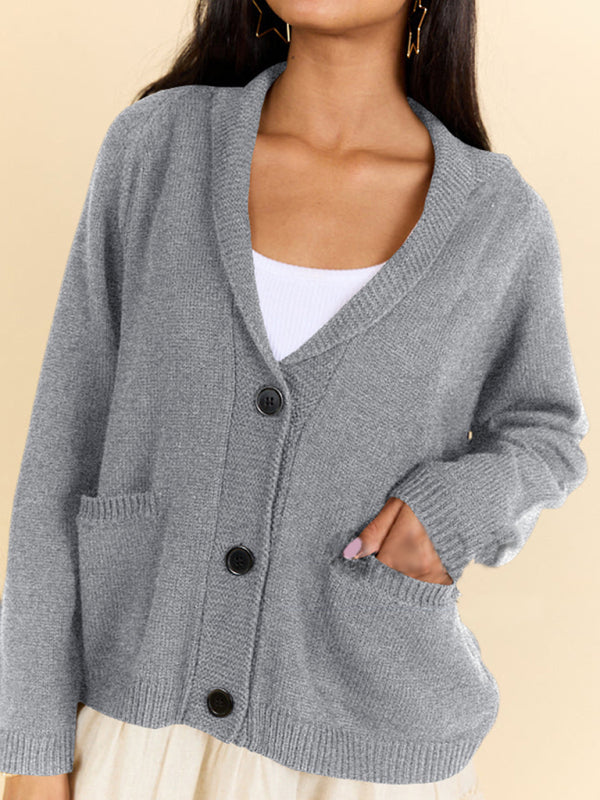 Flag Print Cardigan Casual Loose Long Sleeve V-Neck Sweater