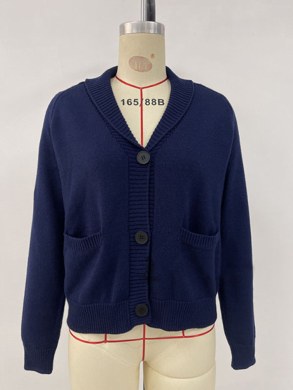 Flag Print Cardigan Casual Loose Long Sleeve V-Neck Sweater