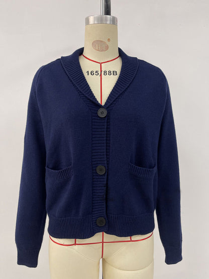 Flag Print Cardigan Casual Loose Long Sleeve V-Neck Sweater