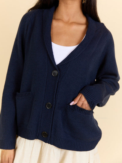 Flag Print Cardigan Casual Loose Long Sleeve V-Neck Sweater