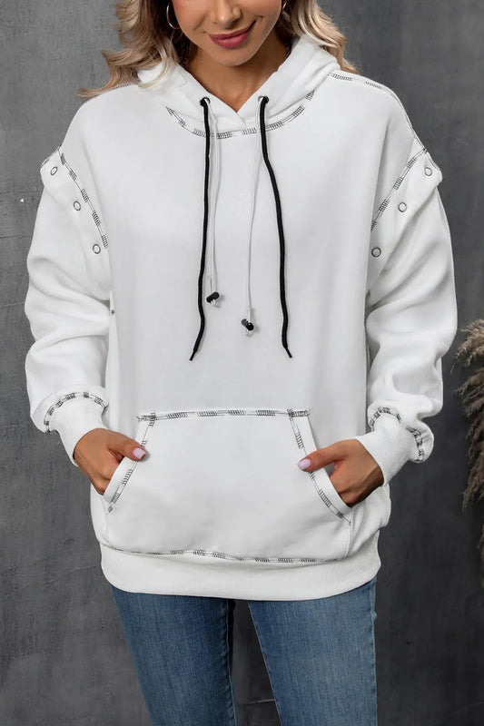 Front view of Ivy Lane drawstring hoodie with kangaroo pocket
