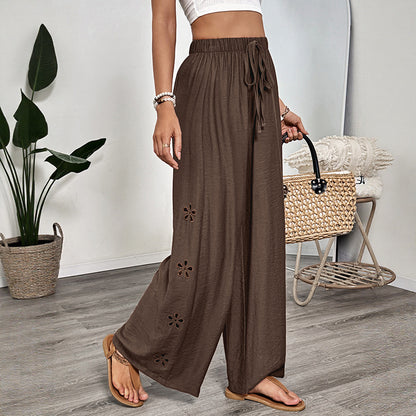 Close-up of adjustable lace-up waistband
