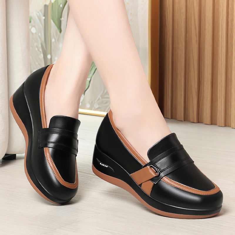 Black non-slip wedge heel nurse work shoes by Mazify