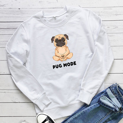 White Pug Mode graphic print crew neck sweatshirt by Mazify