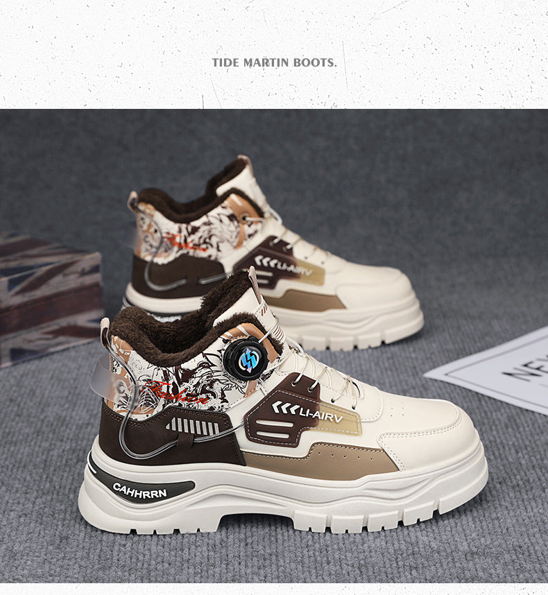 men’s winter snow boots in blue and white colors
