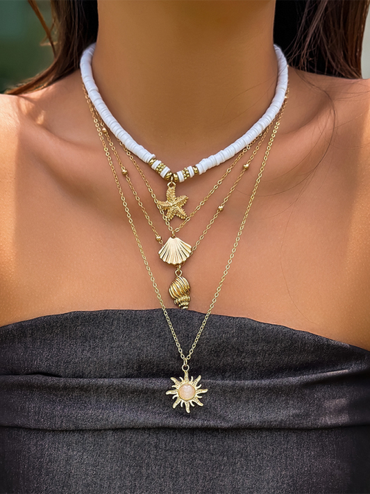 Ocean Conch Shell and Starfish Necklace

