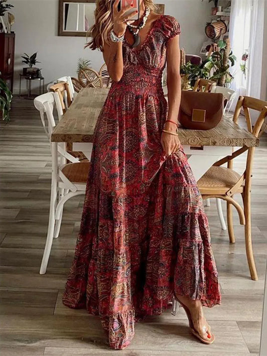Front view of full-size printed dress

