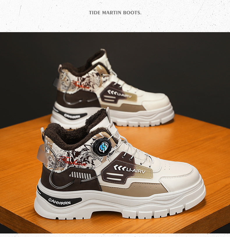 velvet lined cotton-padded warm boots for men
