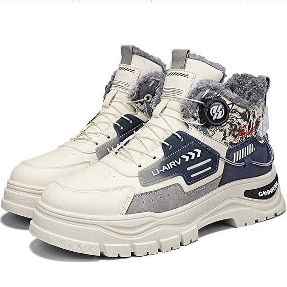 waterproof high-top work boots for men with thick sole
